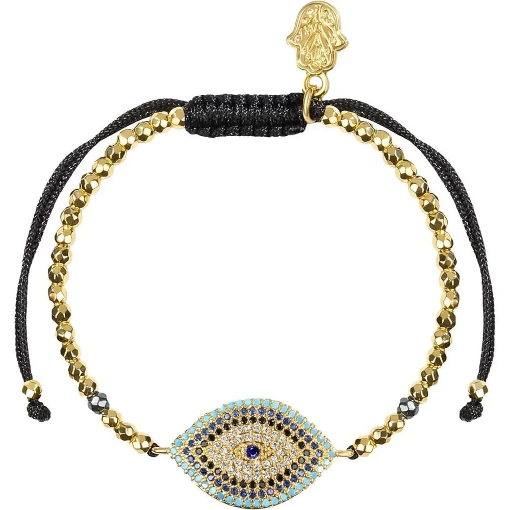 Women's Hematite Stone bracelet Adjustable Gold Tone Bead Chain Handmade